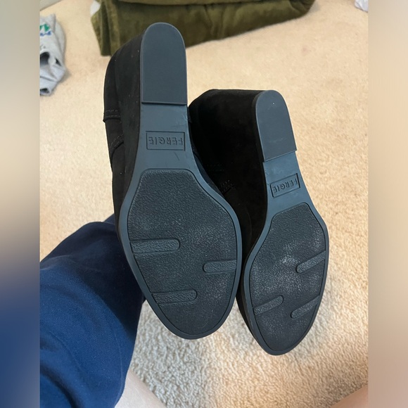 Fergie Black Lace Up Faux Suede Wedge Heel Booties- like new! Worn once - Picture 2 of 4